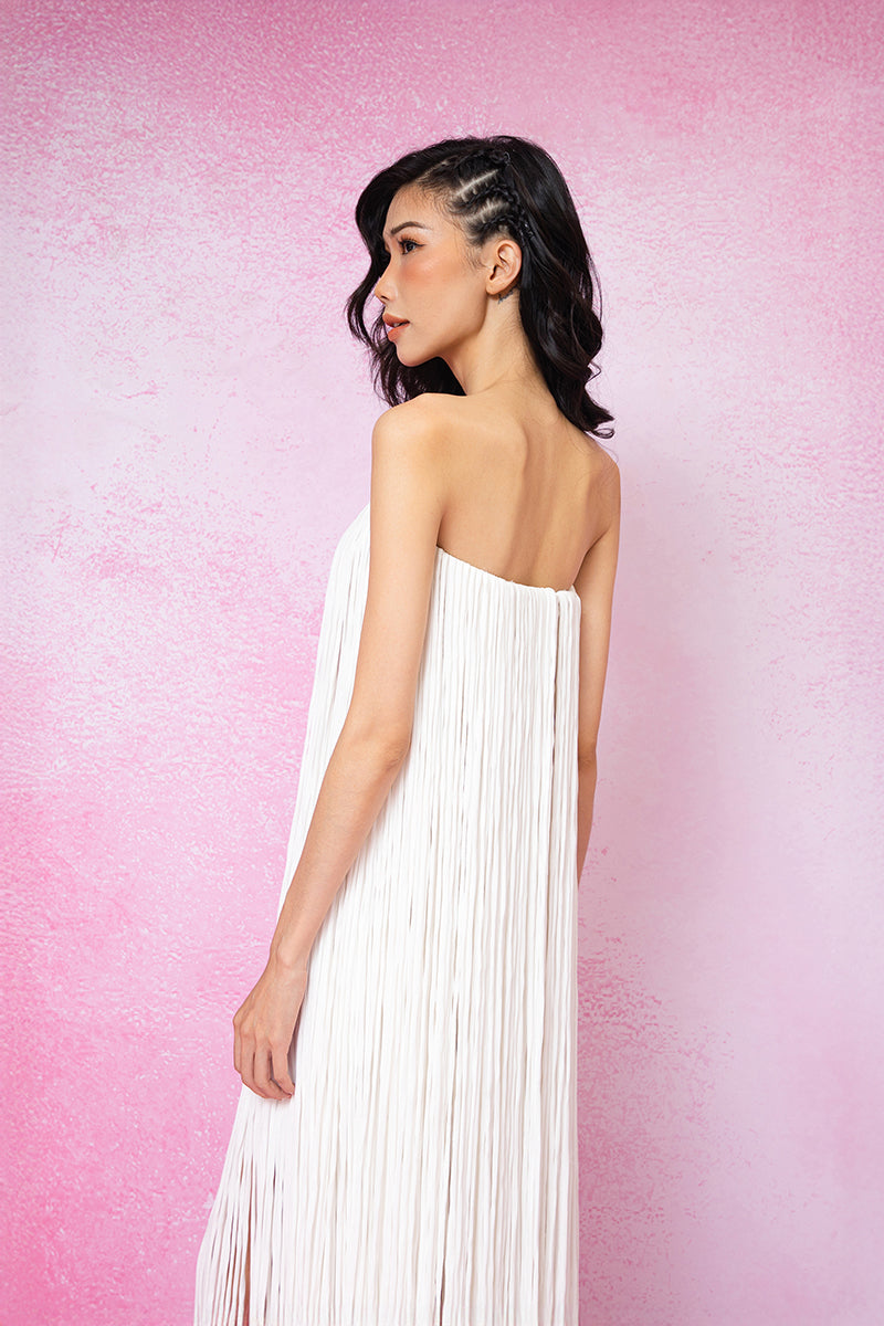 ALL OVER FRINGED MAXI DRESS IN WHITE | CULT MIA | Valenciani ALL OVER FRINGED MAXI DRESS IN WHITE | CULT MIA | Valenciani