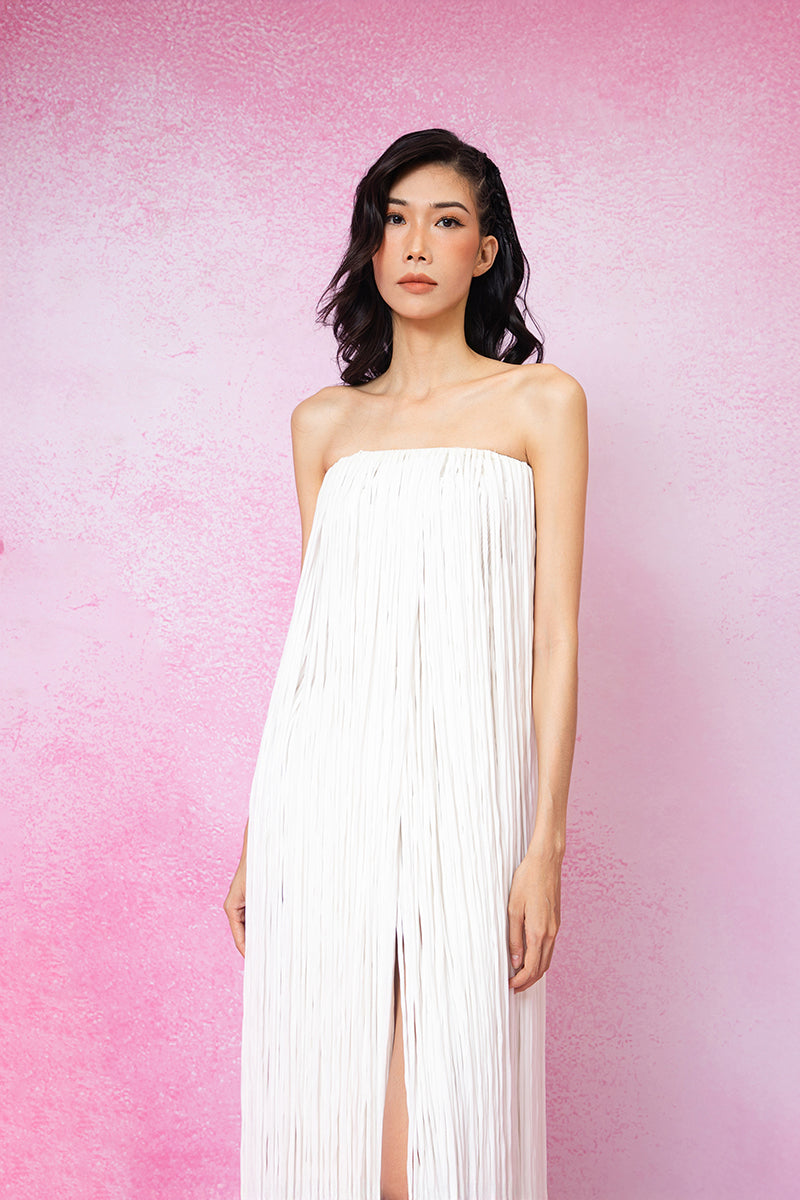 ALL OVER FRINGED MAXI DRESS IN WHITE | CULT MIA | Valenciani ALL OVER FRINGED MAXI DRESS IN WHITE | CULT MIA | Valenciani