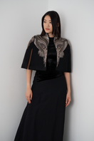 Nadya Shah All About Eve cape jacket in soft fabric, featuring a stylish draped design and elegant silhouette.