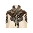 Ivory Nadya Shah All About Eve capelet jacket displayed on a front mannequin, showcasing stylish outerwear design.