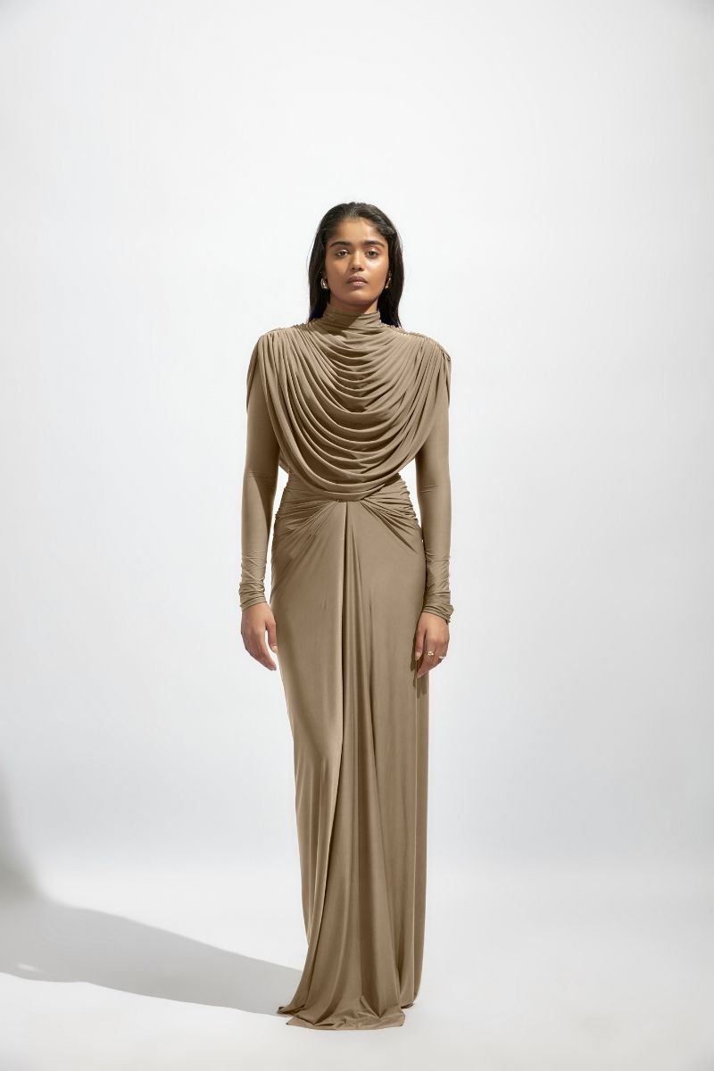 ALMA FRENCH GRAY MAXI DRESS - CULT MIA