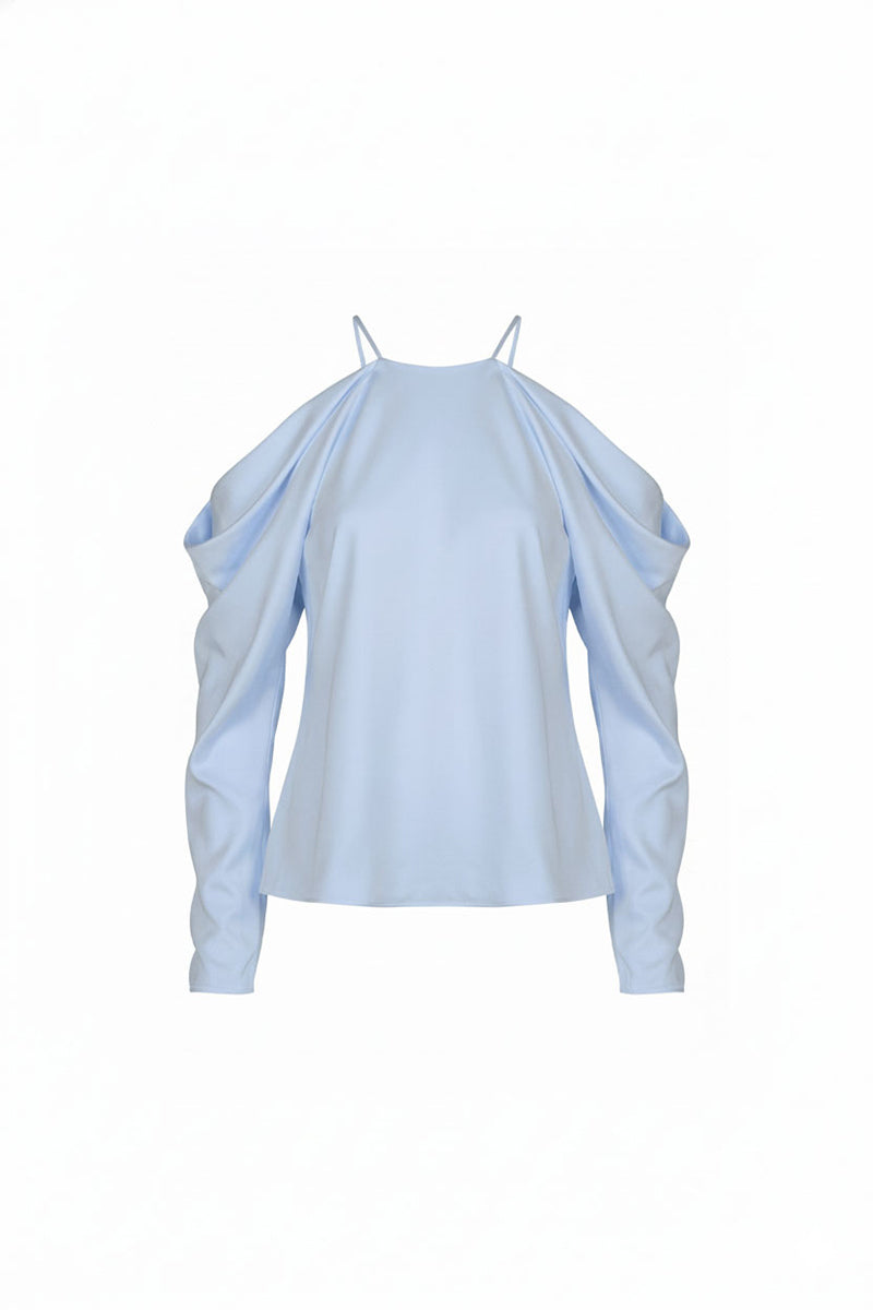 Baby blue Altagracia top by Maylé Vásquez, featuring a stylish, casual design with soft fabric and feminine details.