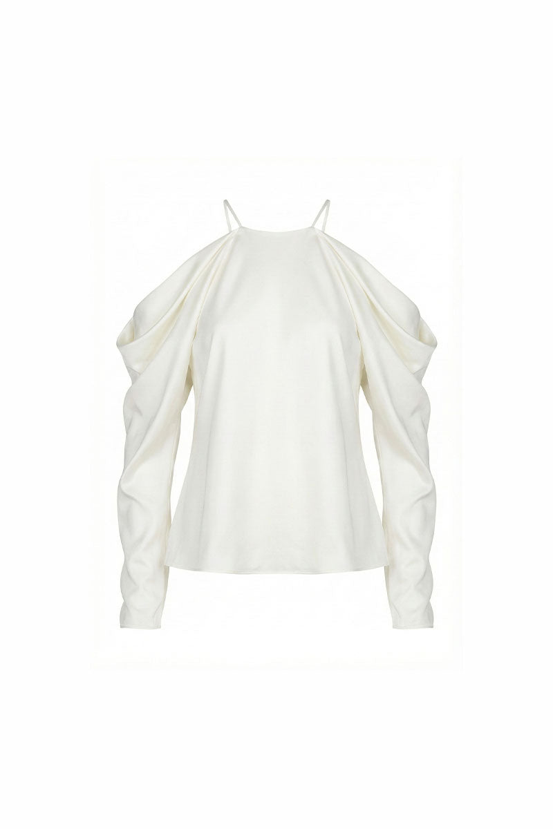 Off-white Altagracia top by Maylé Vásquez featuring a stylish, fitted design with a round neckline and sleeveless cut.