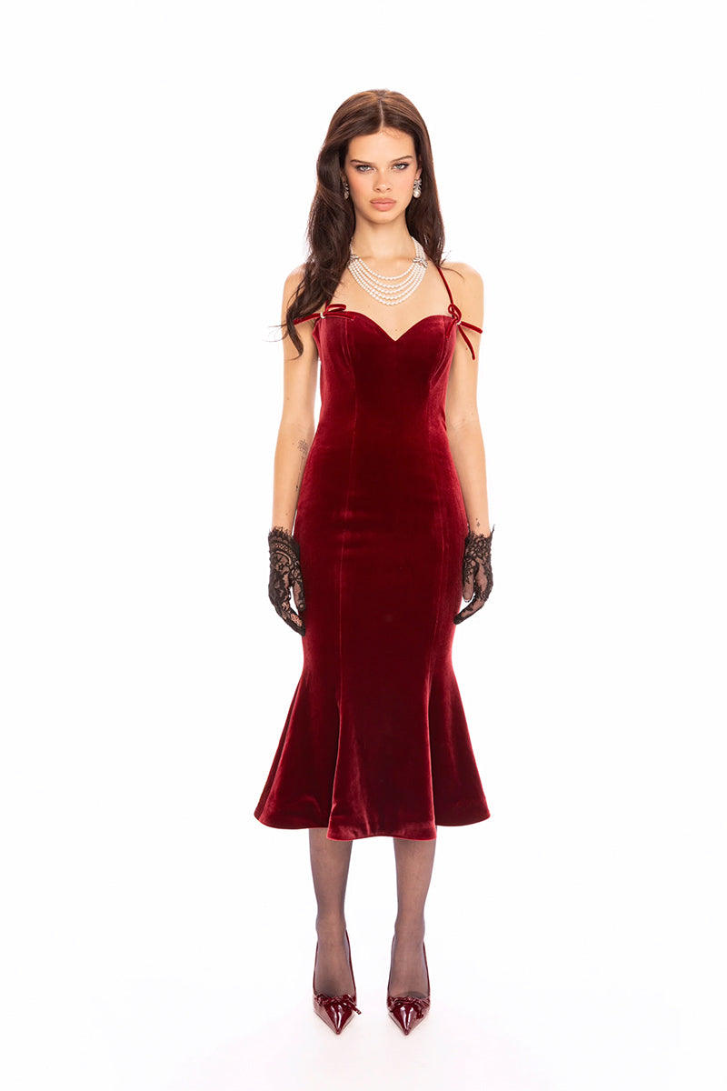 nana jacqueline red velvet dress Simone Velvet Dress: Red Mini Dress for Cocktail Party
