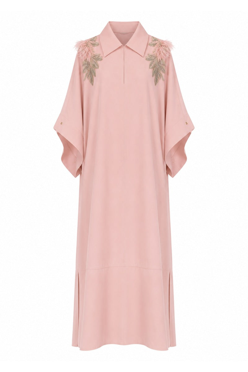 Pink Alya gown by Nihan Peker featuring elegant fabric and detailed design, perfect for formal occasions.
