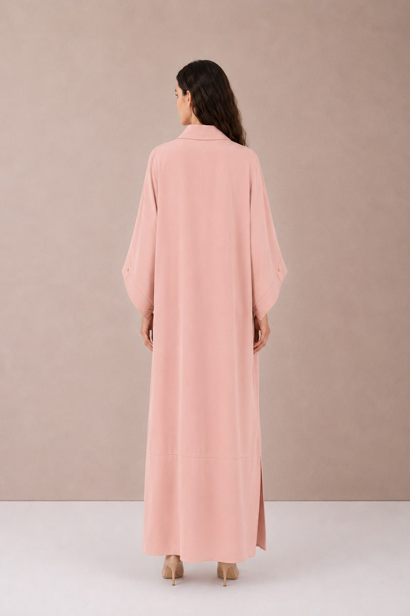 Pink Alya gown by Nihan Peker featuring elegant fabric and intricate design, perfect for formal occasions.