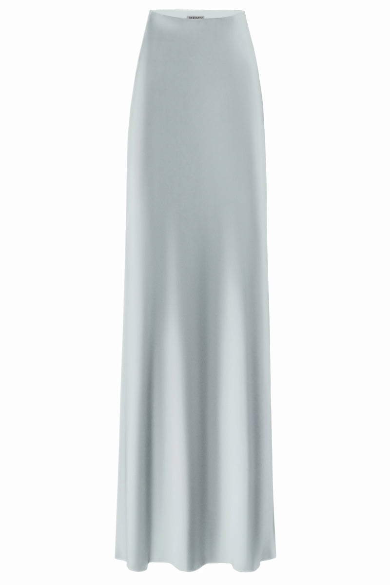 ALYSSA MOONSTONE SILK SATIN MAXI SKIRT - CULT MIA