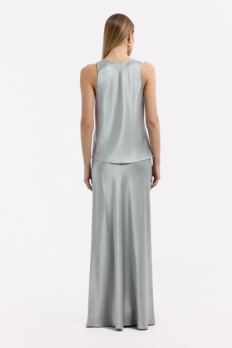 ALYSSA MOONSTONE SILK SATIN MAXI SKIRT - CULT MIA