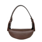 ISIDORA MALVA Amalfi Mini shoulder bag in rich chocolate brown leather with sleek design and compact size.