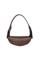 ISIDORA MALVA Amalfi Mini shoulder bag in rich chocolate brown leather with sleek design and compact size.