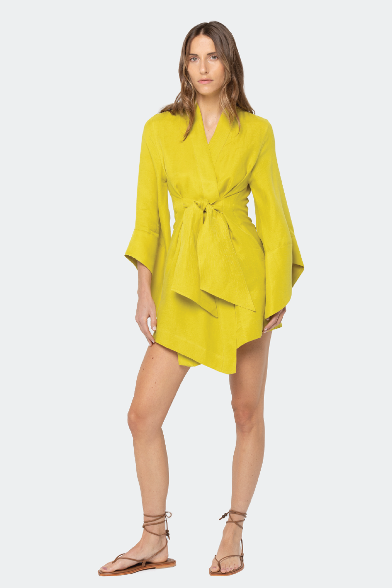 AMARA CITRON MINI KIMONO ROBE - CULT MIA