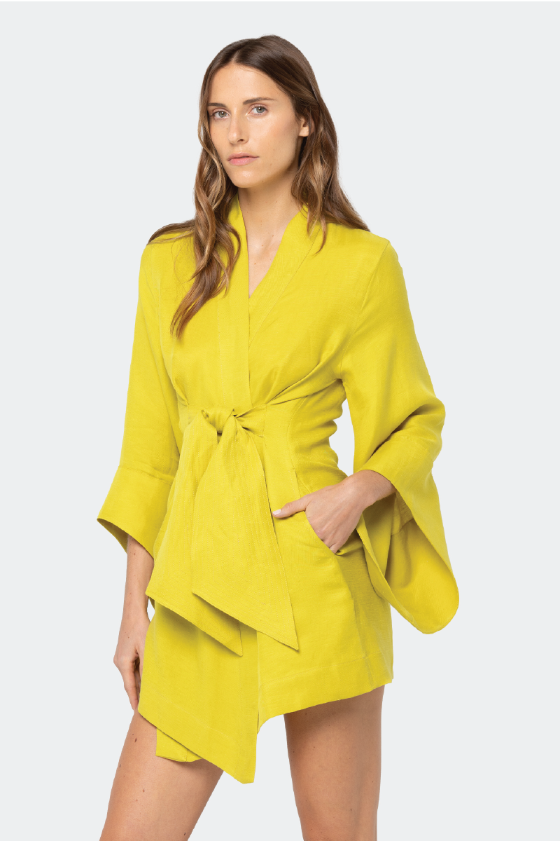 AMARA CITRON MINI KIMONO ROBE - CULT MIA