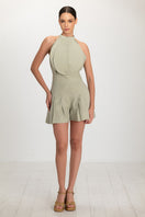 Light blue Amelie shorts in Aloe Wash by ANA + MARIA, shown with a relaxed fit and casual style.