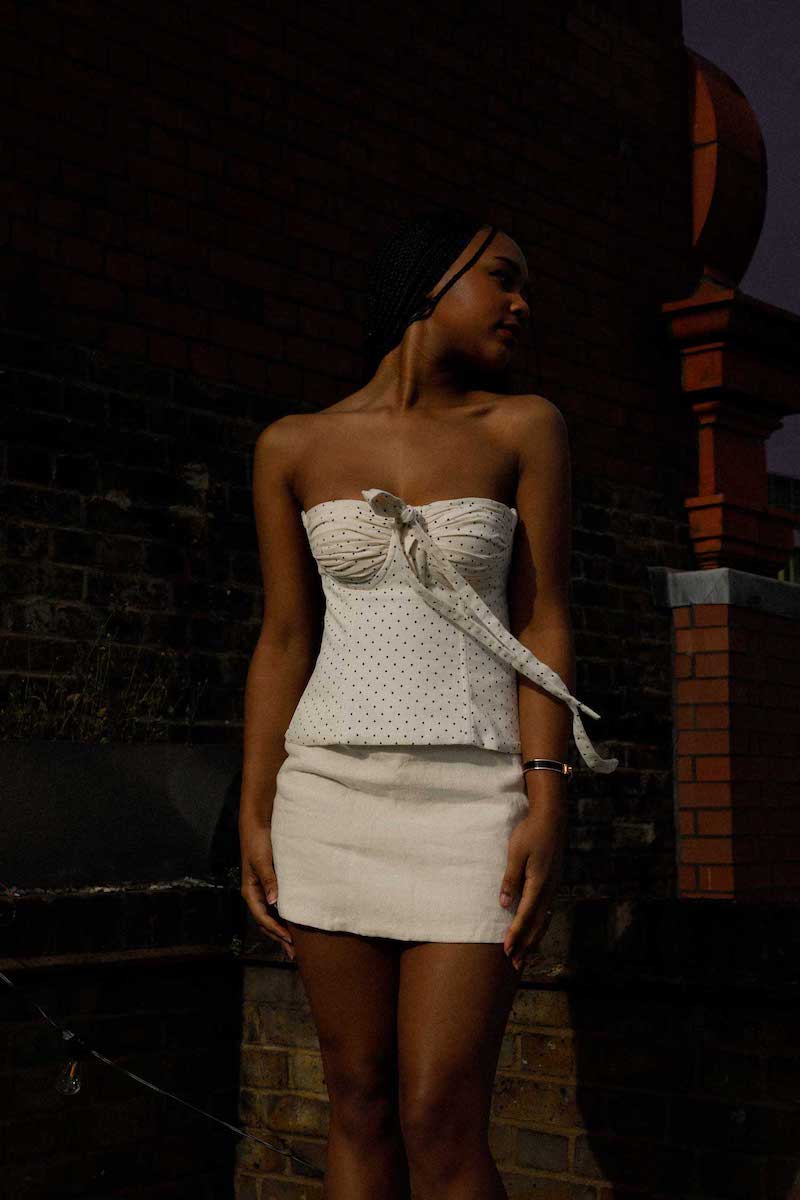AMIRA BUSTIER IN POLKA DOT COTTON - CULT MIA