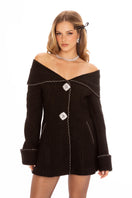 Black Armor Jacket by Nana Jacqueline, stylish and modern jacket with structured design, shown on a model.