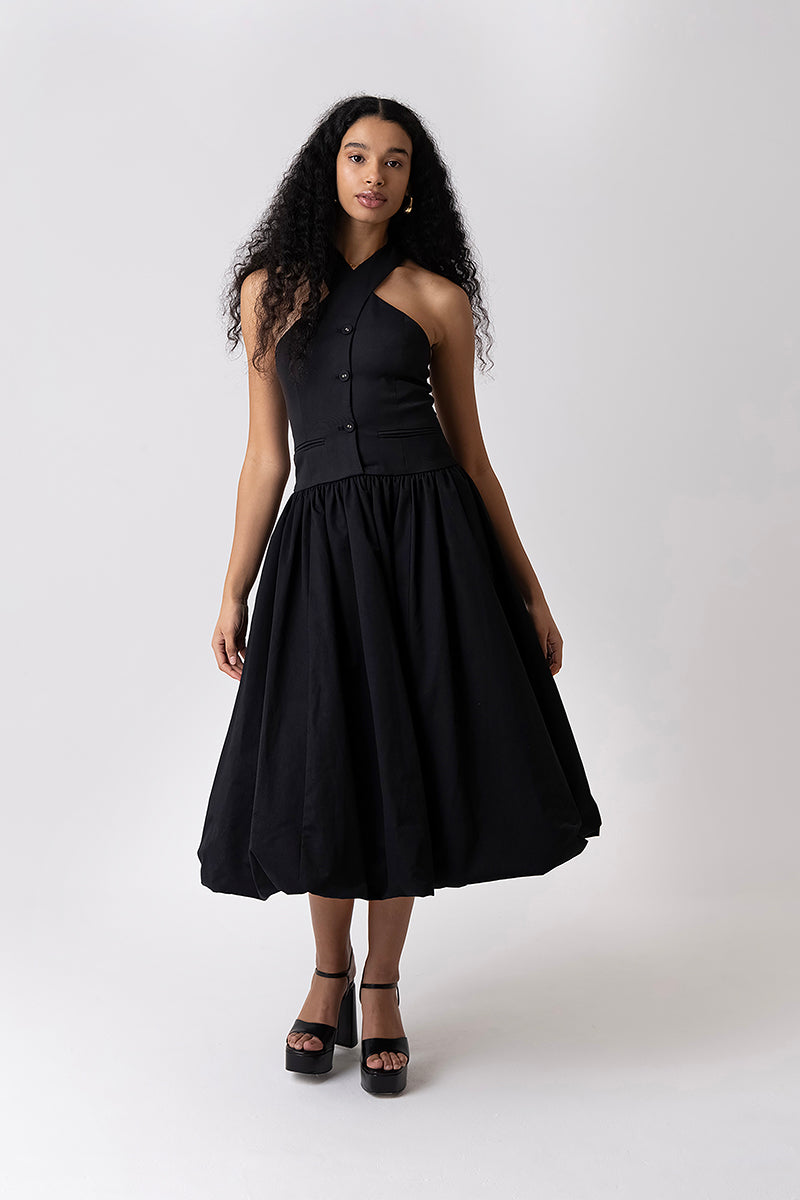 GARCELLE BLACK MIDI DRESS - CULT MIA