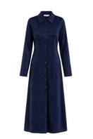 Navy Andre maxi dress by Maccapani featuring a flowing silhouette and elegant design, perfect for casual or formal occasions.