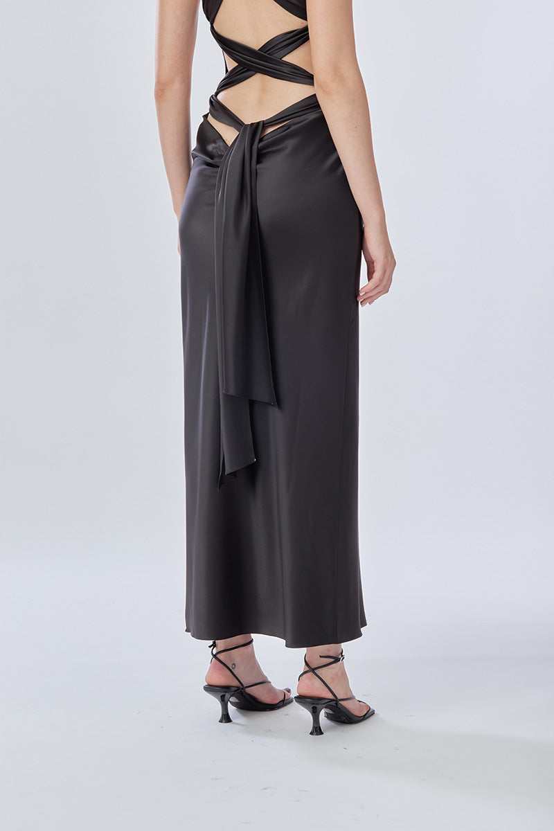 ANGEL MAXI SLIP DRESS IN BLACK - CULT MIA