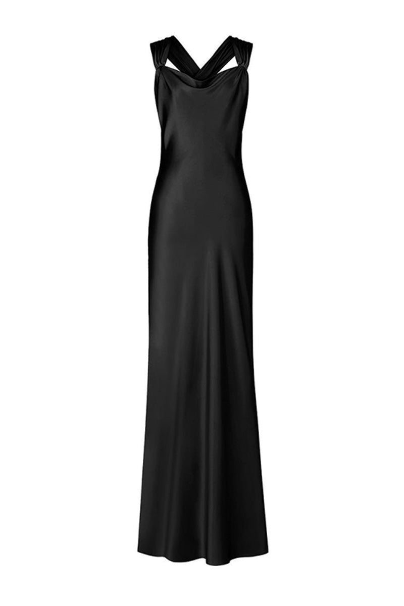 ANGEL MAXI SLIP DRESS IN BLACK - CULT MIA