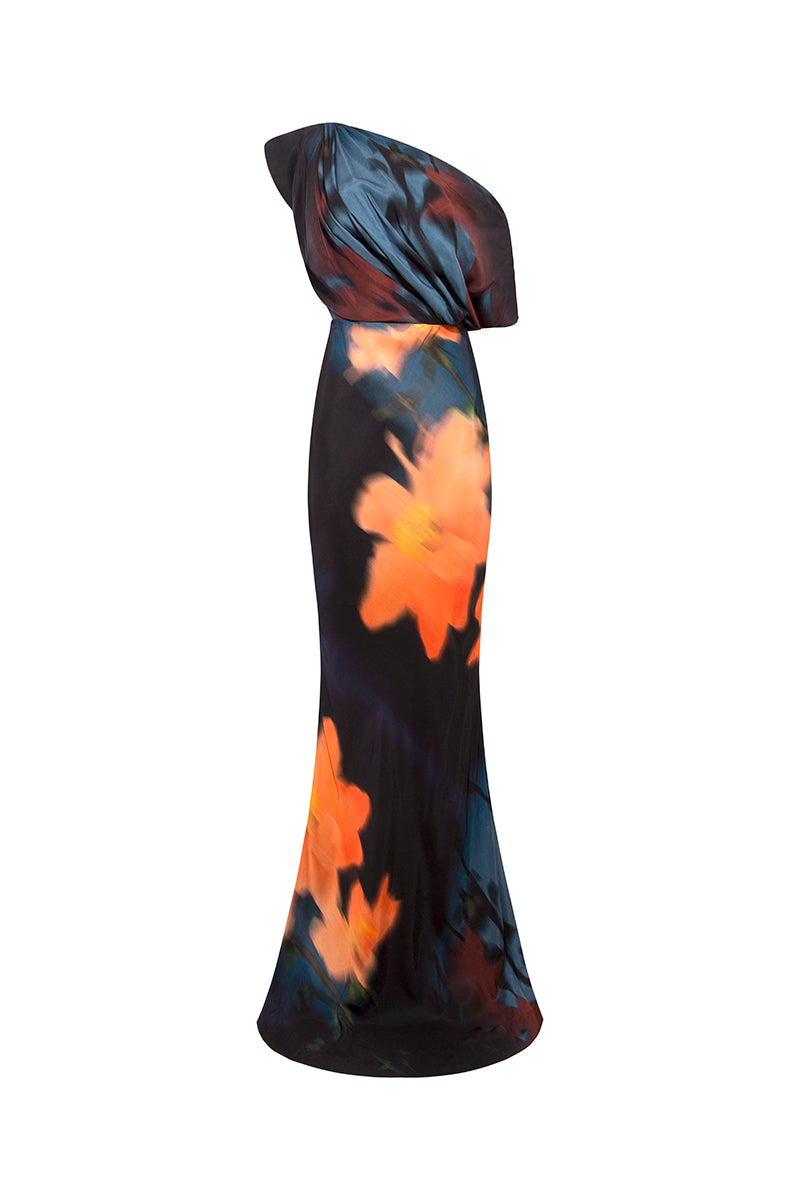 Robe longue Angelina Navy couleur bleu ciel ambré