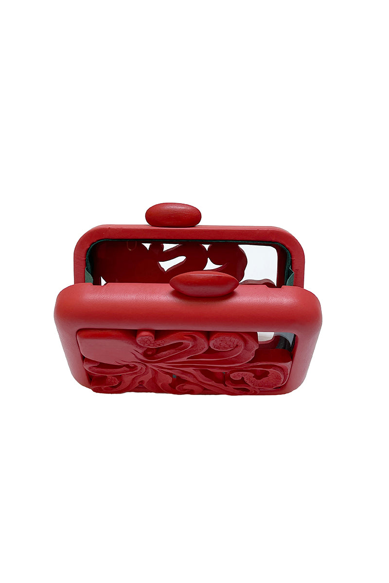 ANIMALIS OCTOPUS ACRYLIC RED CLUTCH - CULT MIA