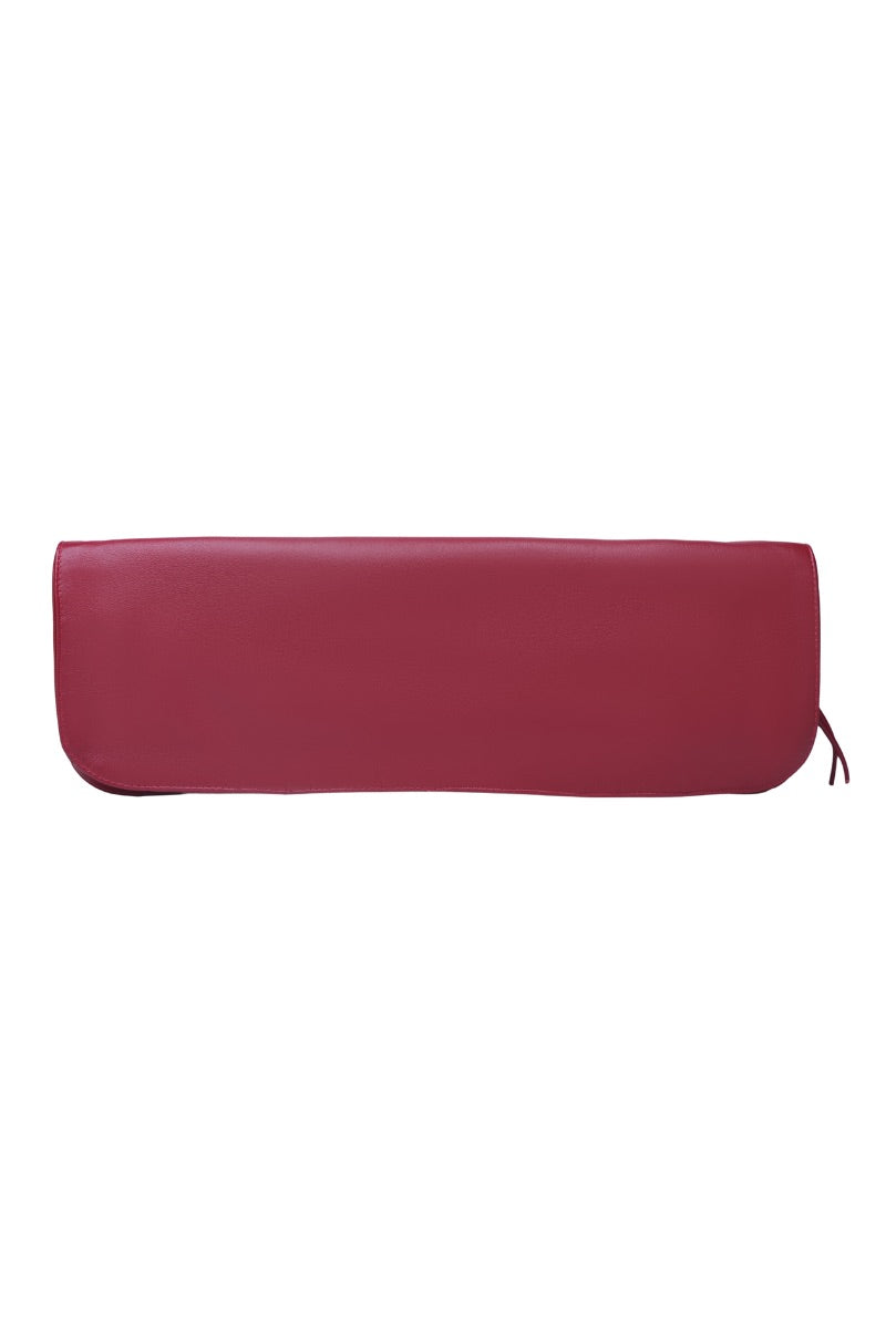 Red leather Annabelle clutch bag by Double A, stylish accessory with a sleek design and soft washed finish.