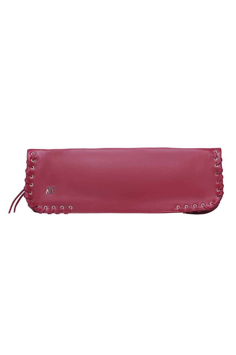 ANNABELLE CLUTCH LEATHER BAG WASHED IN RED - CULT MIA