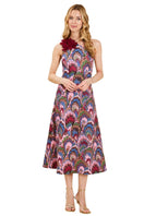 Mestiza New York Annmarie midi dress in flowing fabric with a fitted waist and elegant design, perfect for casual or formal occasions.