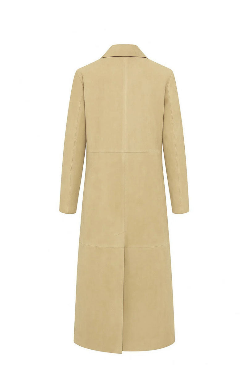 ZUT butter yellow Antar coat with long sleeves and tailored fit, displayed on a hanger against a neutral background.