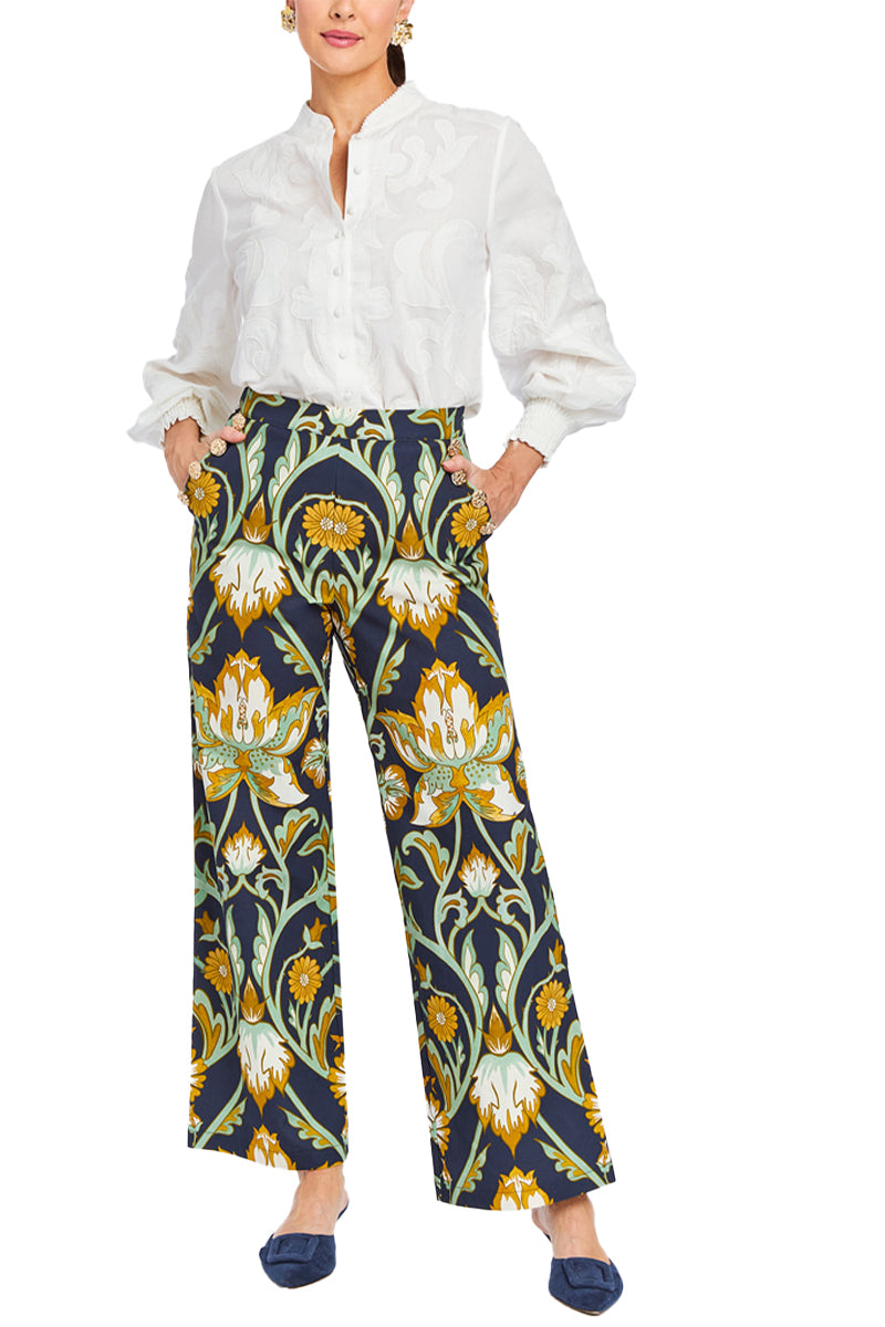 ANTONELLA PANTS IN NAVY GOLD - CULT MIA