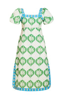 Mestiza New York Apollo convertible midi dress in palm bay blue, featuring a flowing silhouette and versatile design.