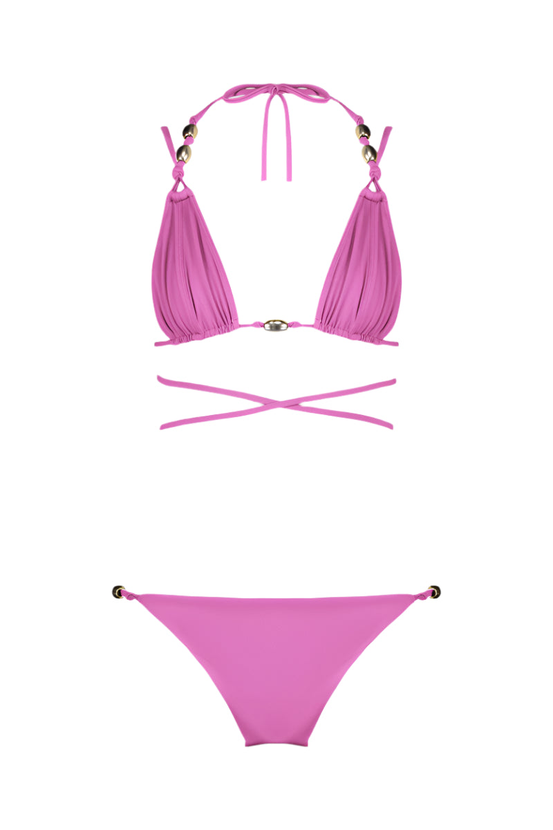 Maliluha Apricate bikini set in purple featuring a stylish two-piece swimsuit with adjustable straps and vibrant color.