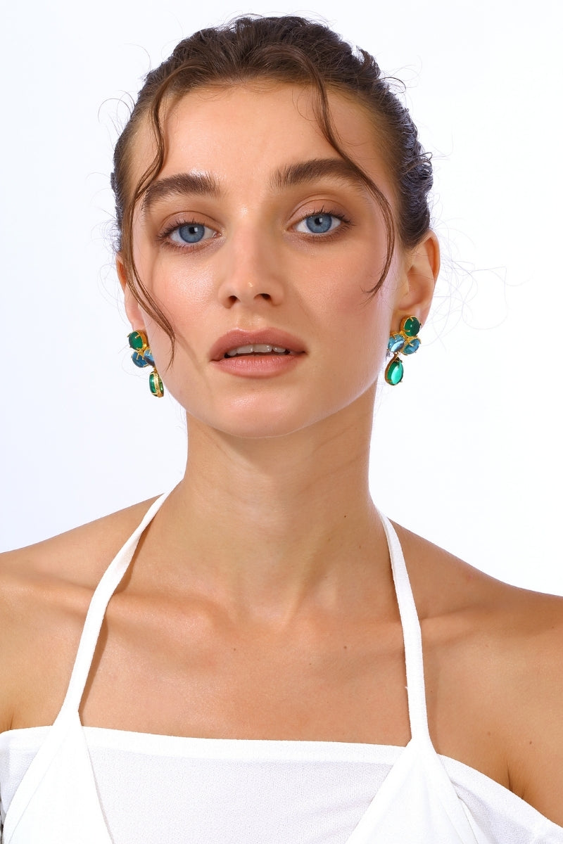AQUA EARRINGS IN BLUE AND GREEN - CULT MIA
