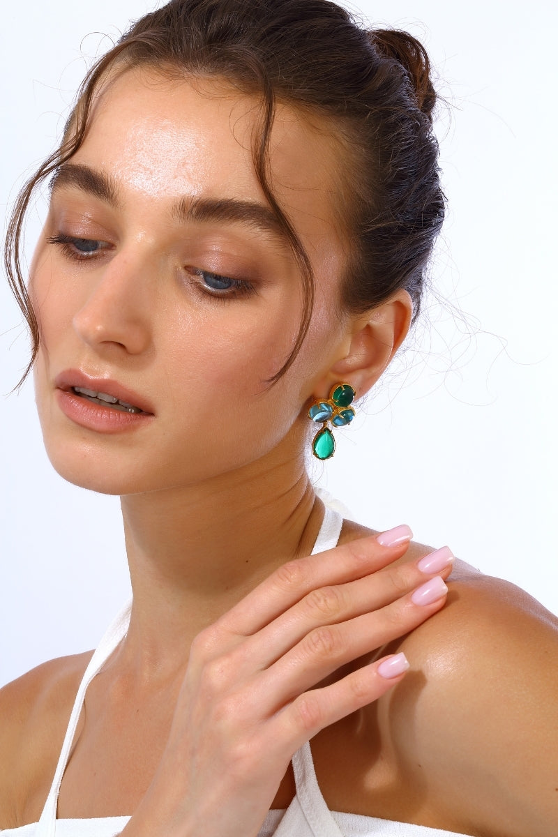 AQUA EARRINGS IN BLUE AND GREEN - CULT MIA