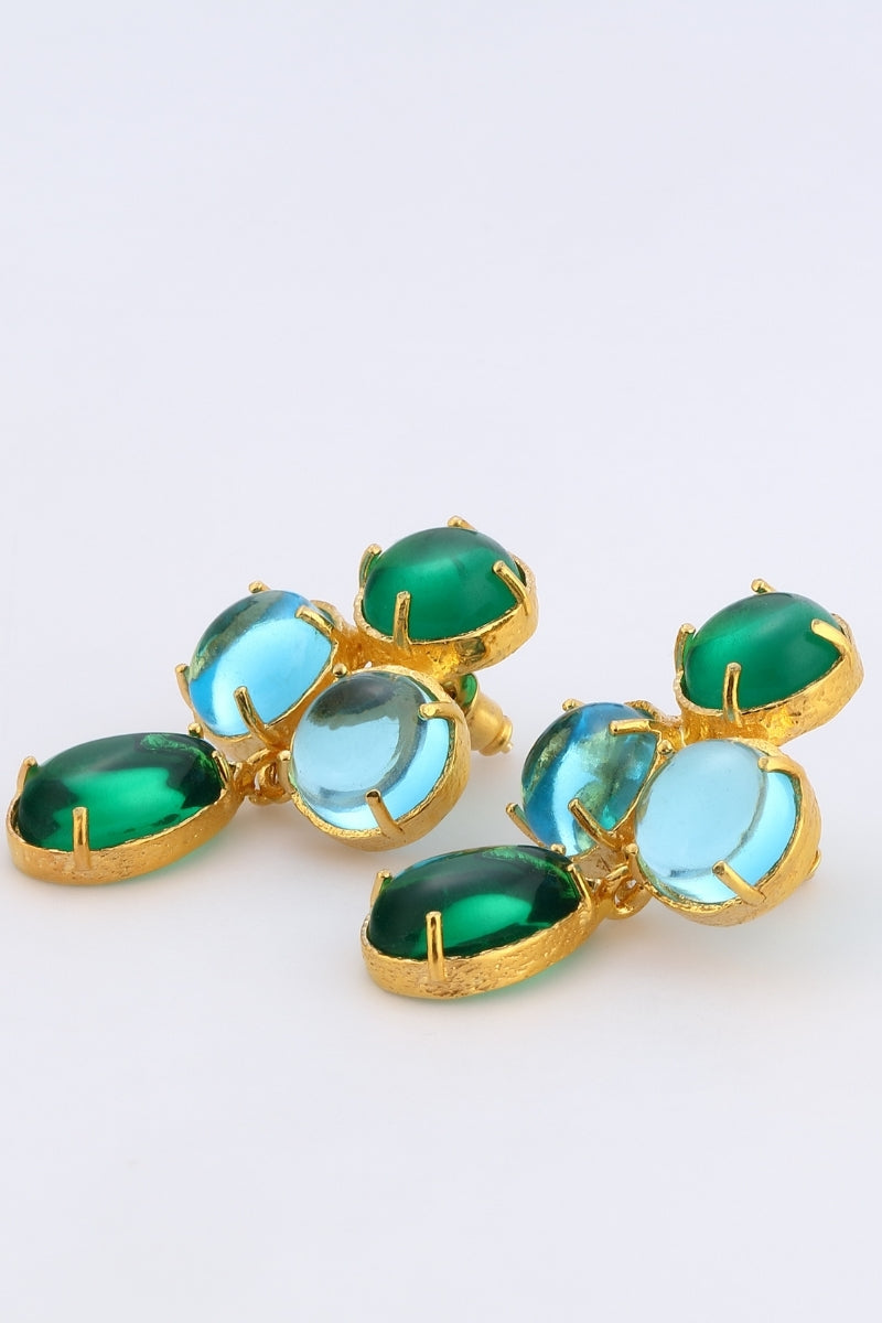 AQUA EARRINGS IN BLUE AND GREEN - CULT MIA