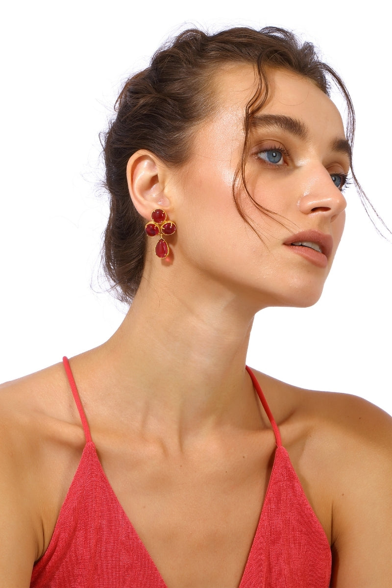 AQUA EARRINGS IN RUBY PINK - CULT MIA