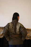 Back view of Nadya Shah Arcadian Tie Belt Jacket showing its stylish design and tied belt detail.