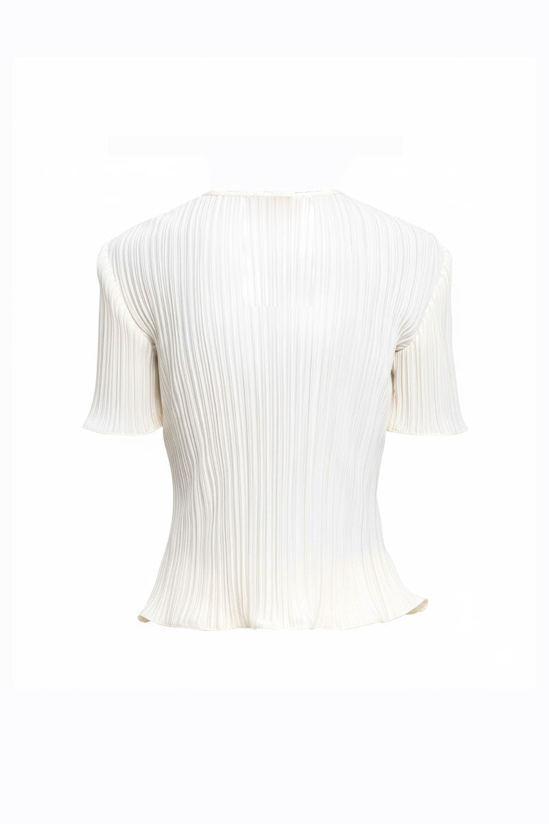 Off-white Arena T-shirt top by Maylé Vásquez, casual shirt with a relaxed fit, displayed on a plain background.