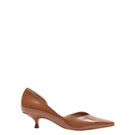 A pair of AERA Ariana mocha patent-effect heels with sleek design and pointed toes, displayed on a neutral background.