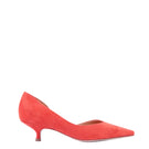 A pair of AERA Ariana orange suede-effect heels with pointed toes and stiletto heels, displayed on a neutral background.
