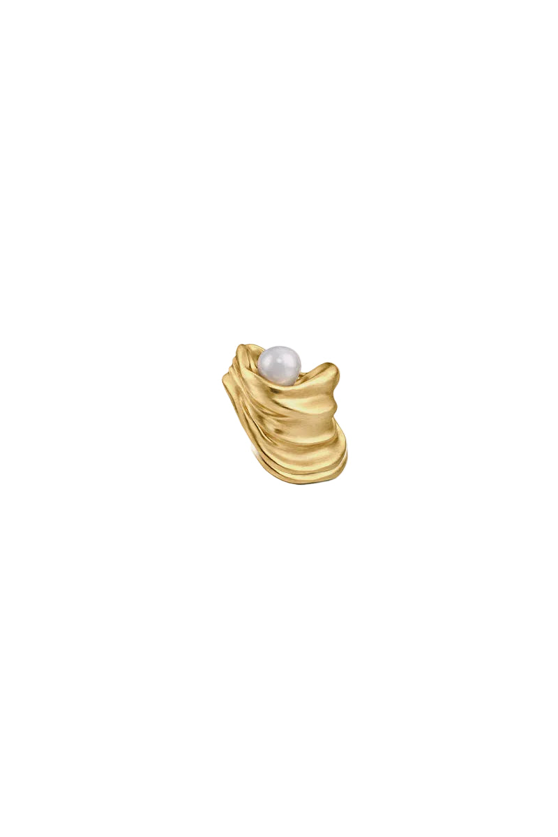 Gold gravity earcuff earrings by Jude Benhalim, featuring a sleek, modern design for stylish ear adornment.