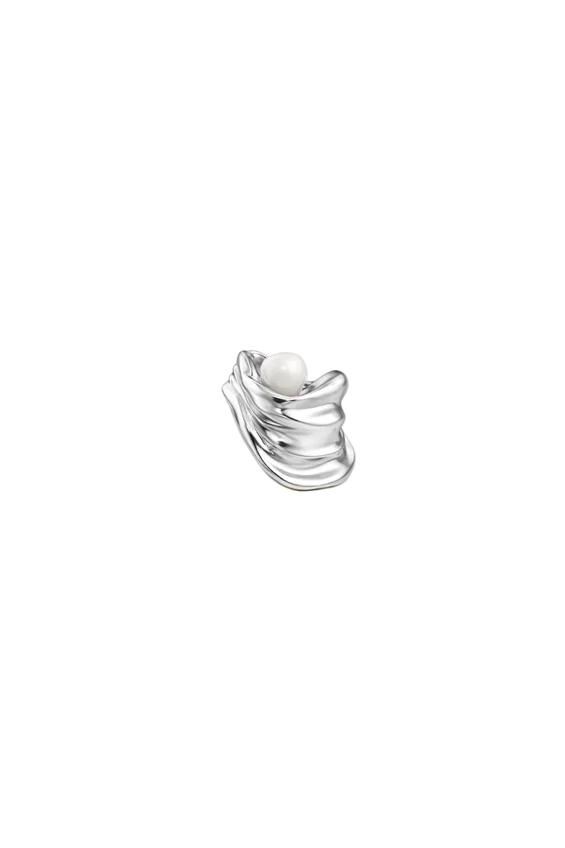 Silver gravity earcuff earrings by Jude Benhalim, featuring a sleek, modern design with a smooth, polished finish.