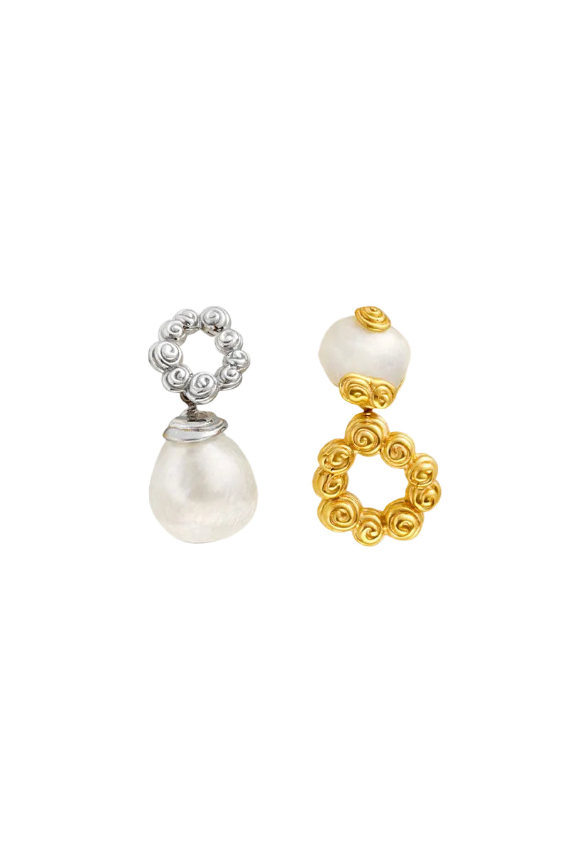 Jude Benhalim interchangeable bloom earrings featuring vibrant floral designs on gold-tone earrings.