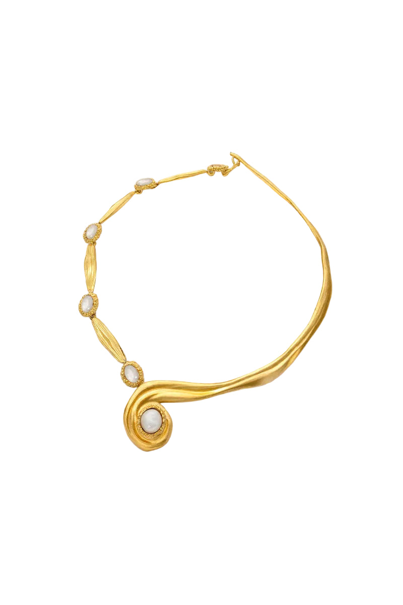 Gold interchangeable spirali necklace by Jude Benhalim featuring layered spiral charms on a delicate chain.