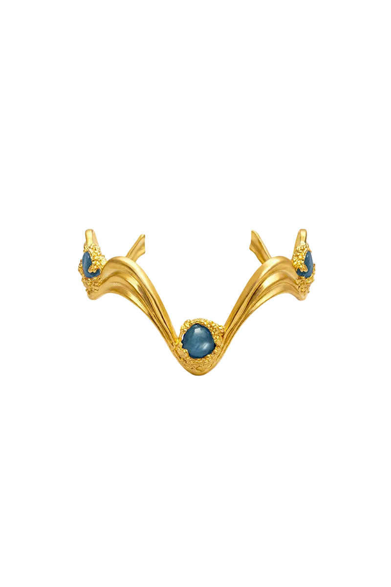 Gold and blue Gravity bracelet by Jude Benhalim, featuring elegant design with mixed metal and vibrant blue accents.