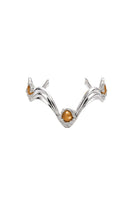 Silver and tan Gravity bracelet by Jude Benhalim featuring sleek design and contrasting materials, displayed on a neutral background.