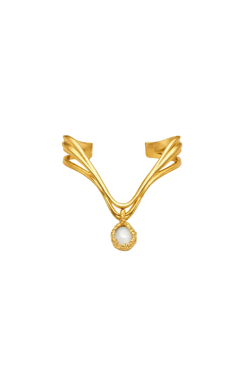 Gold and white drape bracelet by Jude Benhalim featuring elegant, flowing design with intricate details.