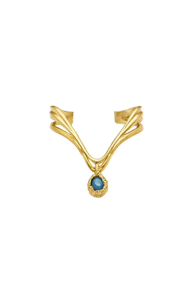 Gold and blue drape bracelet by Jude Benhalim featuring elegant design and intricate details.