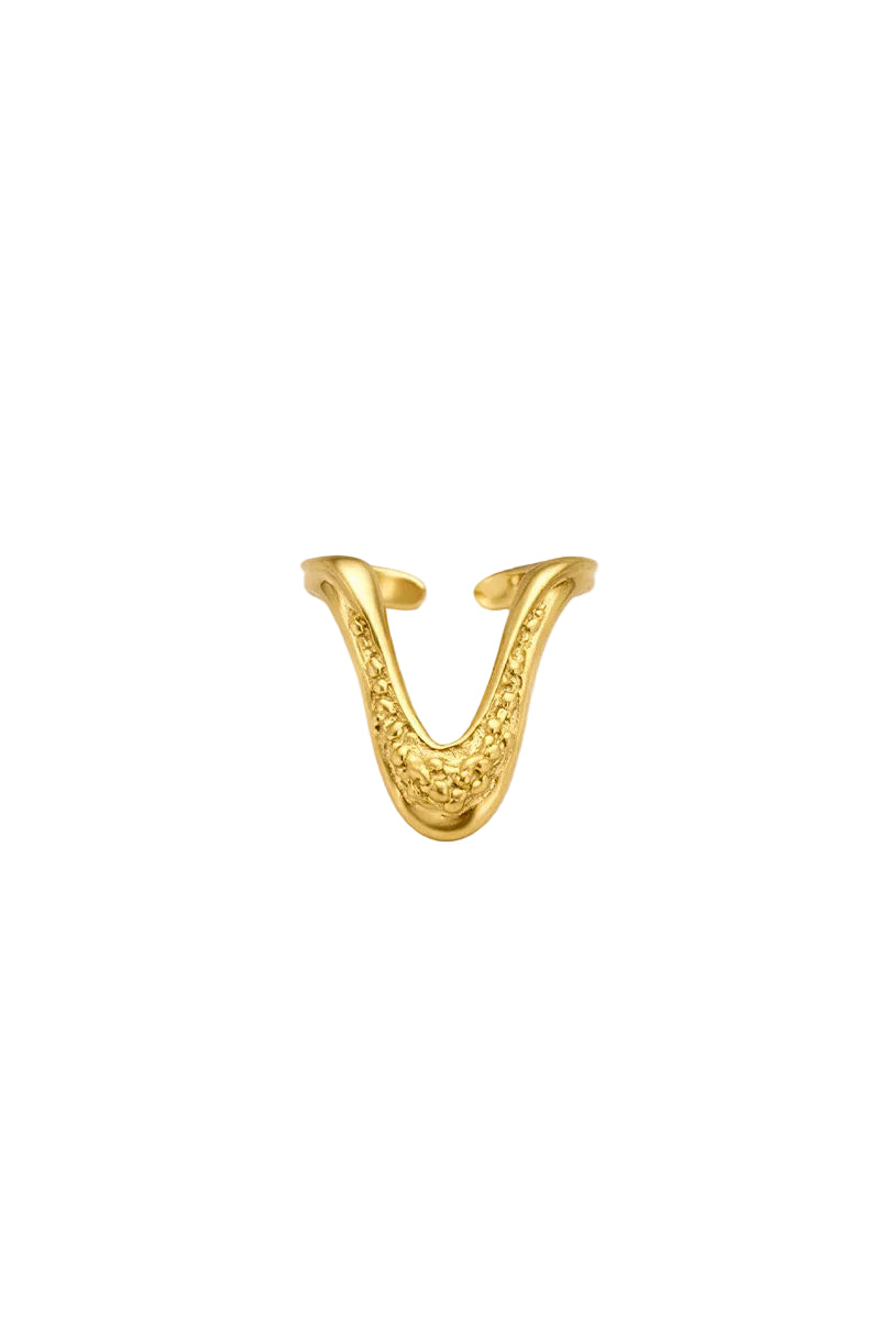 Gold drape ring by Jude Benhalim featuring a stylish, elegant design with flowing draped details.