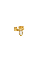 Gold and white anchor ring by Jude Benhalim featuring a sleek, minimalist design perfect for everyday jewelry.